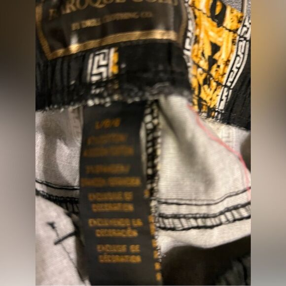 MENS BAROQUE GOLD BLACK DRAWSTRING CASUAL SHORTS SIZE  L - Picture 3 of 12